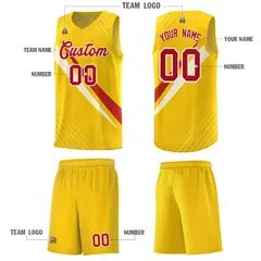 Gold Diagonal Pinstripe Color Block Basketball Jersey 5