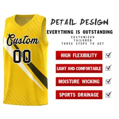 Gold Diagonal Pinstripe Color Block Basketball Jersey 2