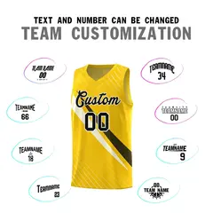 Gold Diagonal Pinstripe Color Block Basketball Jersey 4