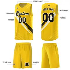 Gold Diagonal Pinstripe Color Block Basketball Jersey 5
