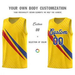Gold Diagonal Pinstripe Color Block Basketball Jersey 3