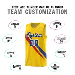Gold Diagonal Pinstripe Color Block Basketball Jersey 4