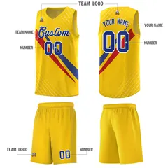 Gold Diagonal Pinstripe Color Block Basketball Jersey 5