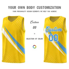 Gold Diagonal Pinstripe Color Block Basketball Jersey 3