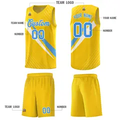 Gold Diagonal Pinstripe Color Block Basketball Jersey 5