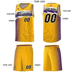Gold Dot Scatter Graffiti Pattern Basketball Jersey Uniform 2