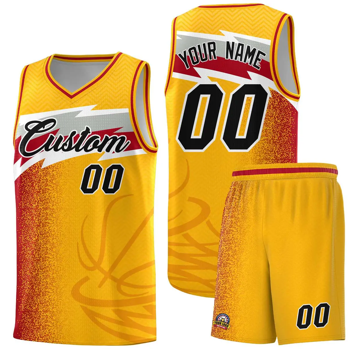 Gold Dot Scatter Graffiti Pattern Basketball Jersey Uniform
