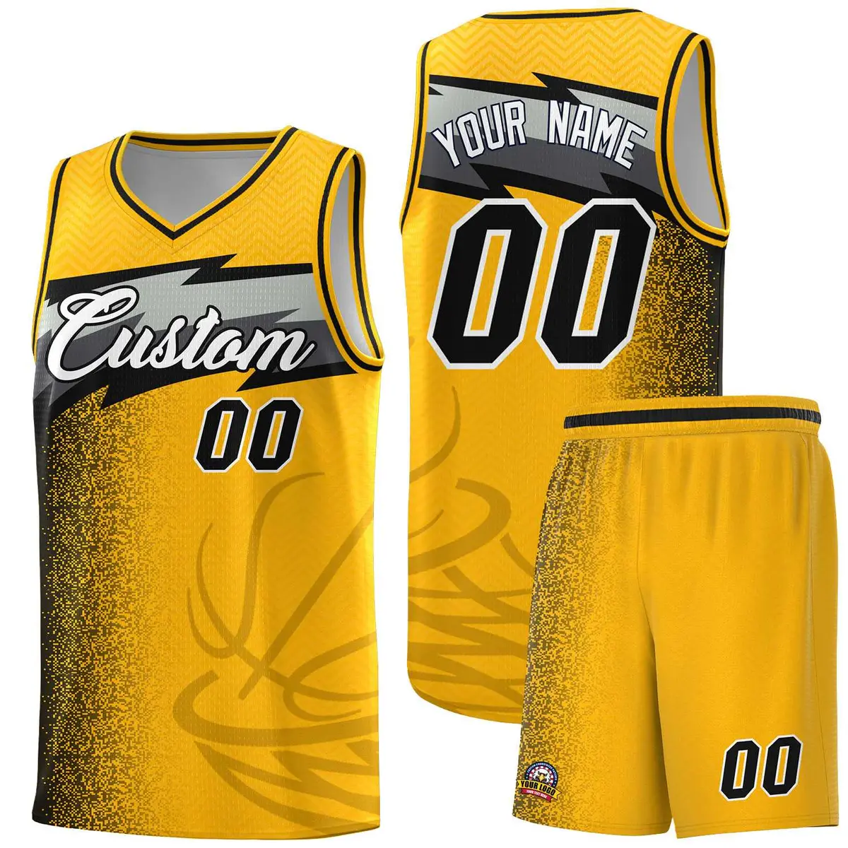 Gold Dot Scatter Graffiti Pattern Basketball Jersey Uniform