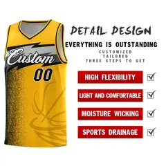 Gold Dot Scatter Graffiti Pattern Basketball Jersey Uniform 4