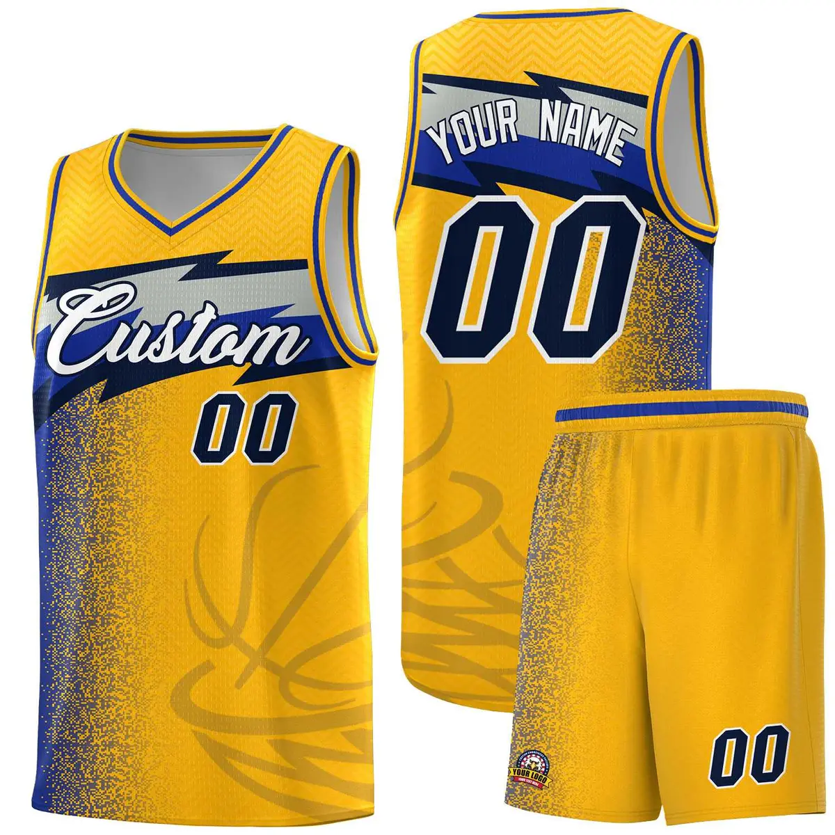 Gold Dot Scatter Graffiti Pattern Basketball Jersey Uniform