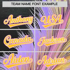 Gold Feather Fluid Pattern Full-Snap Varsity Letterman Baseball Jacket 3
