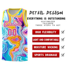 Gold Fluid Painting Pattern Basketball Jersey 2