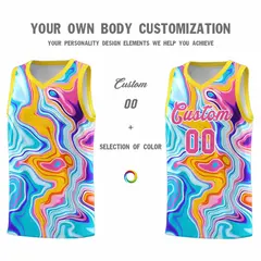 Gold Fluid Painting Pattern Basketball Jersey 3