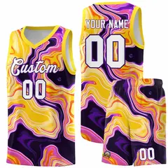Gold Fluid Painting Pattern Basketball Jersey
