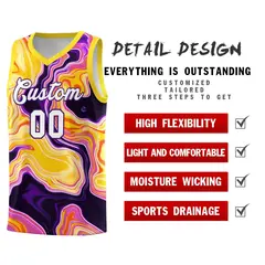 Gold Fluid Painting Pattern Basketball Jersey 2