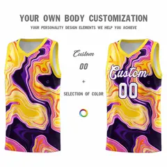 Gold Fluid Painting Pattern Basketball Jersey 3
