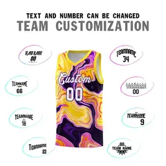 Gold Fluid Painting Pattern Basketball Jersey 4