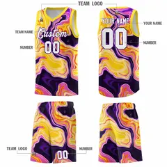 Gold Fluid Painting Pattern Basketball Jersey 5