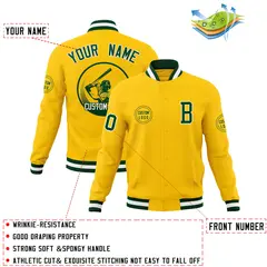Gold Full-Snap Varsity Letterman Baseball Jacket 4