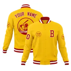 Gold Full-Snap Varsity Letterman Baseball Jacket 1