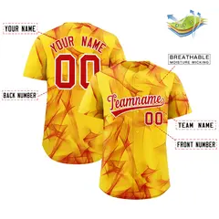 Gold Fumes Graffiti Pattern Authentic Baseball Jersey 2