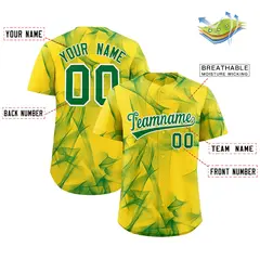 Gold Fumes Graffiti Pattern Authentic Baseball Jersey 2