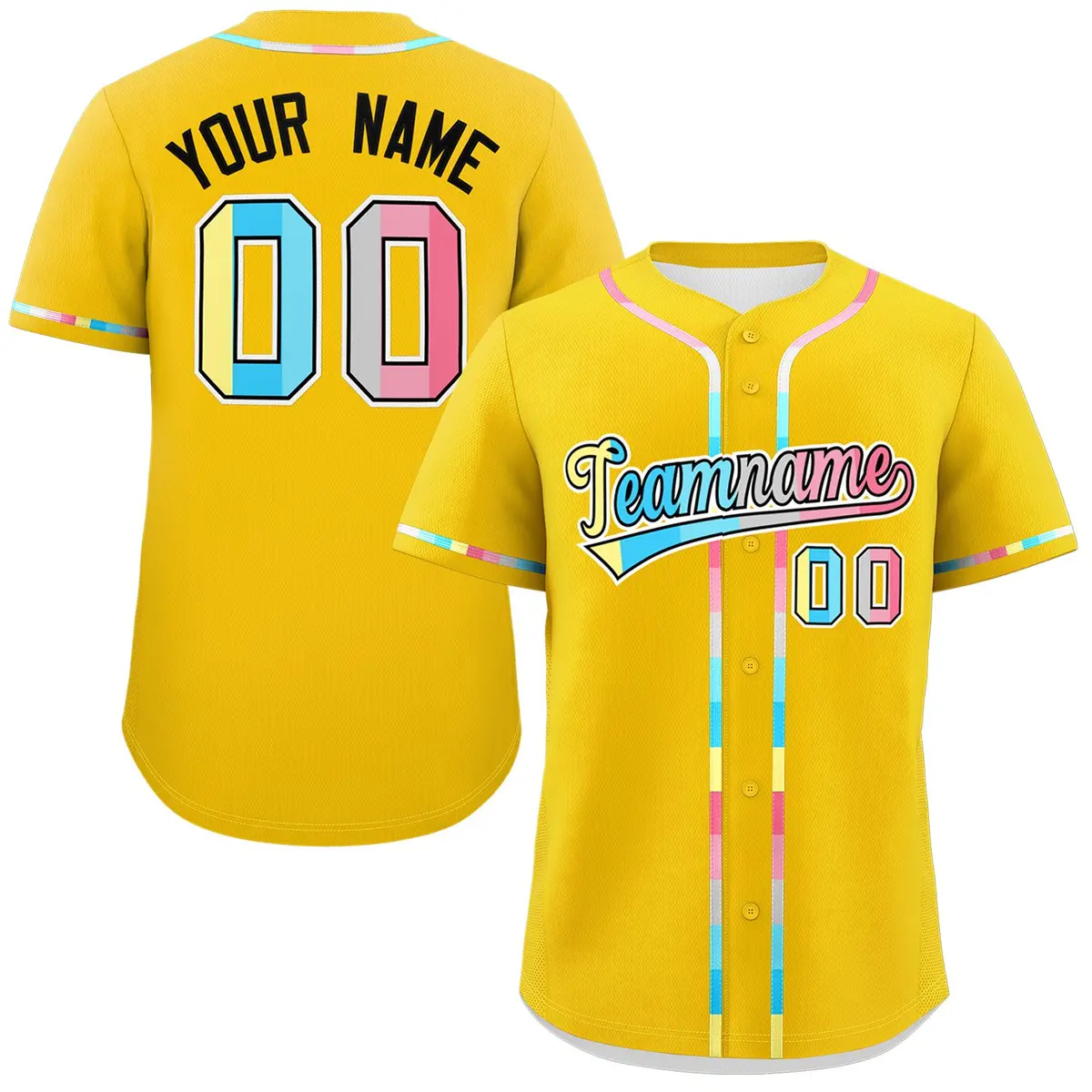 Gold Genderflux Pride Month Baseball Jersey