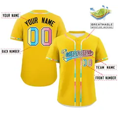 Gold Genderflux Pride Month Baseball Jersey 2