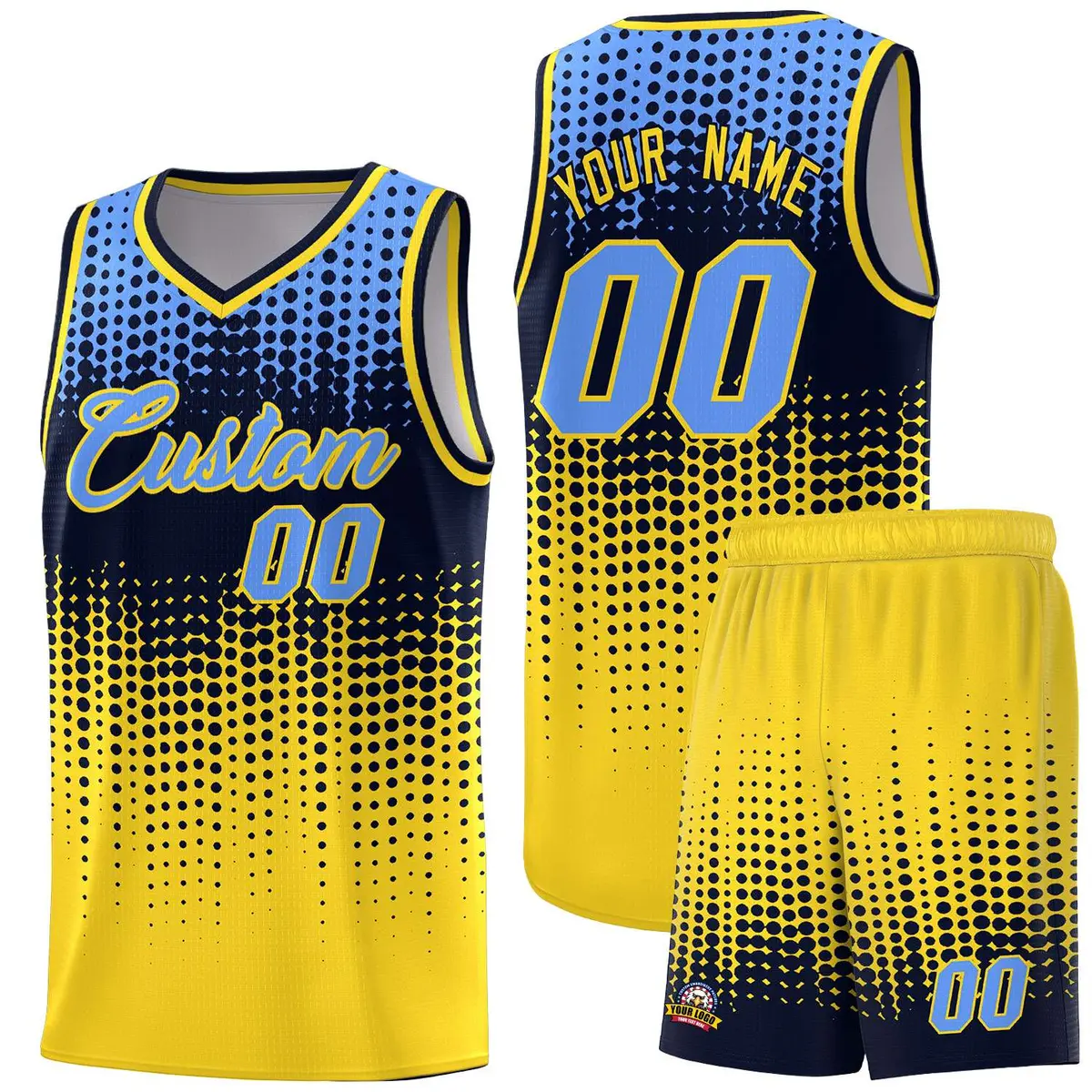 Gold Gradient Dots Pattern Basketball Jersey
