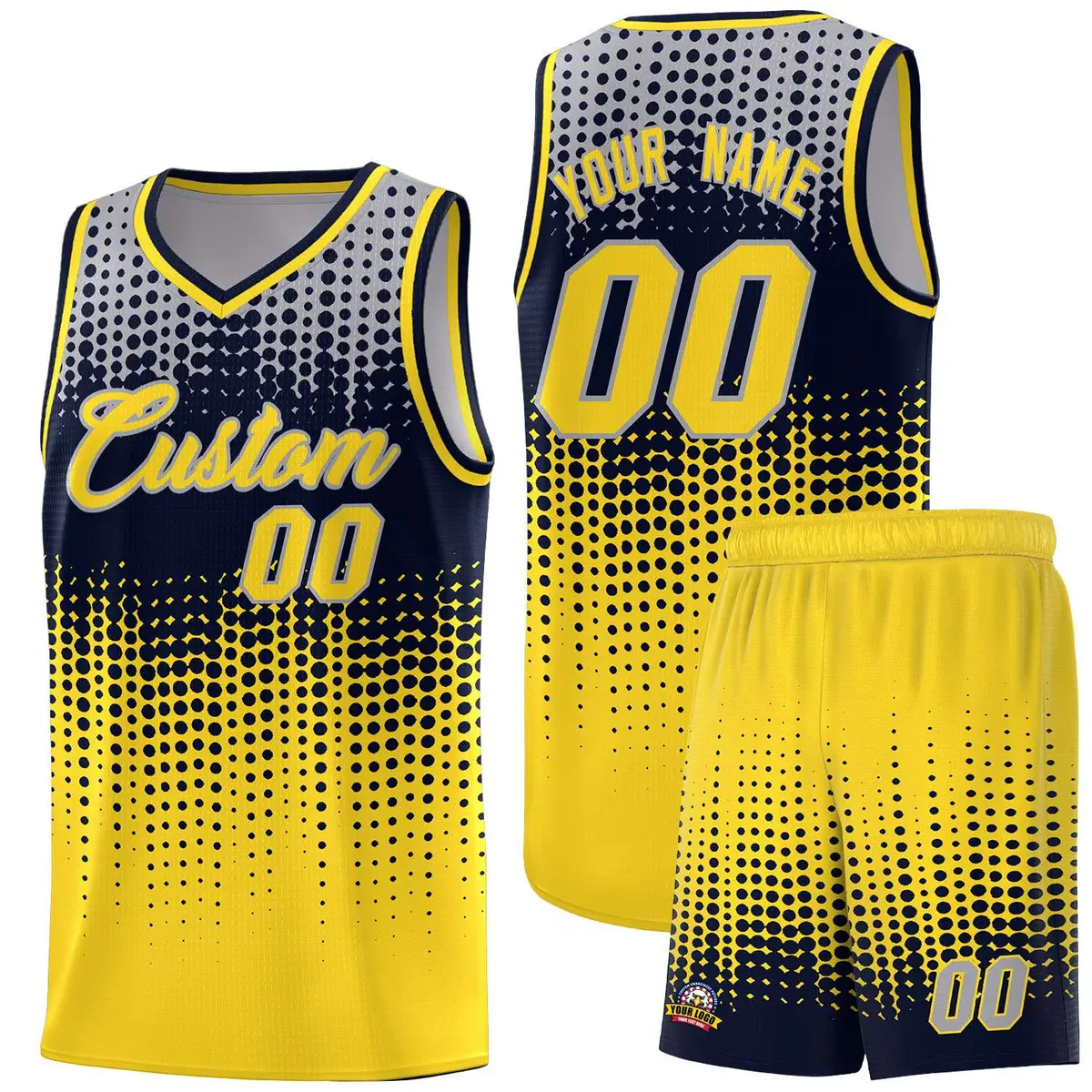 Gold Gradient Dots Pattern Basketball Jersey