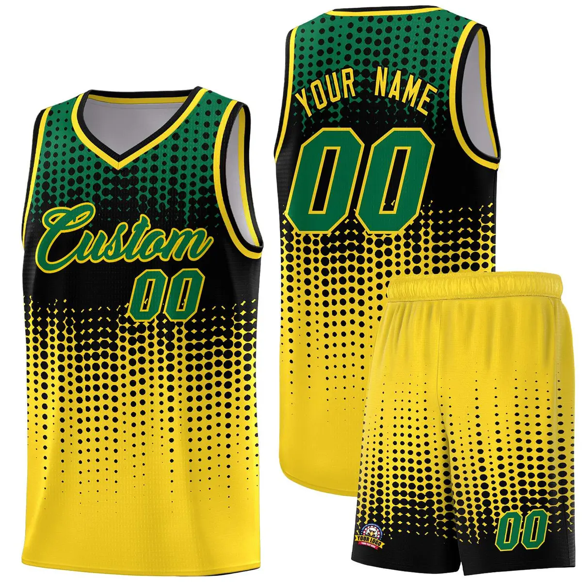 Gold Gradient Dots Pattern Basketball Jersey