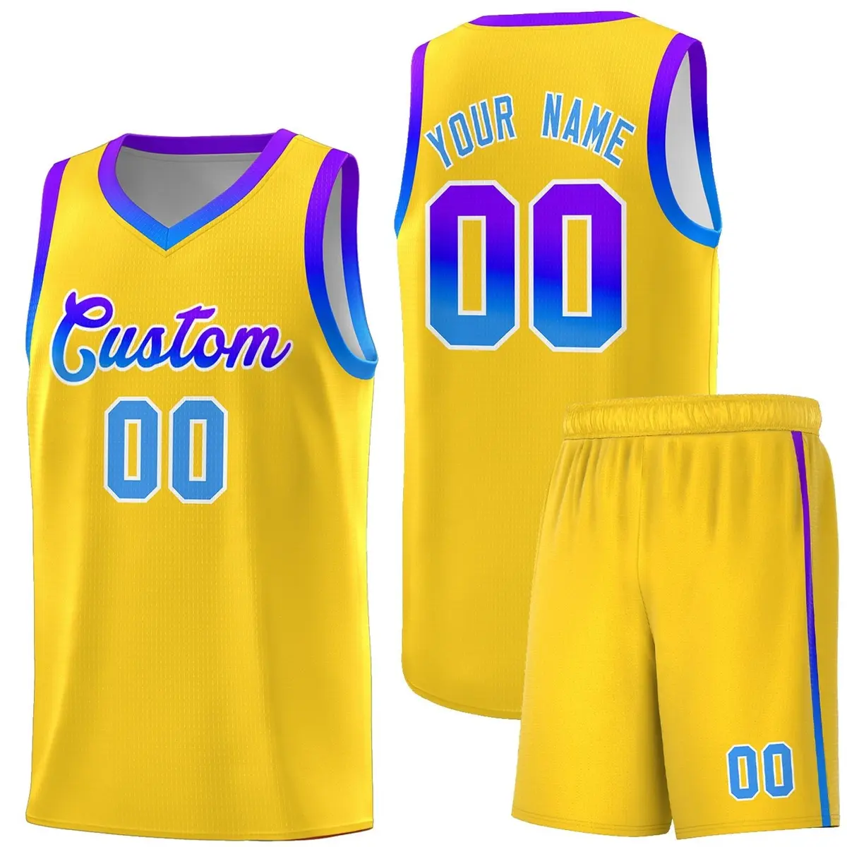 Gold Gradient Font Sports Uniform Basketball Jersey