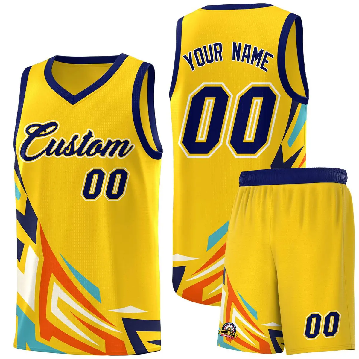 Gold Gradient Graffiti Pattern Sports Basketball Jersey