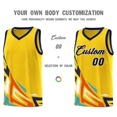 Gold Gradient Graffiti Pattern Sports Basketball Jersey 3