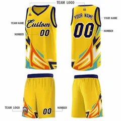 Gold Gradient Graffiti Pattern Sports Basketball Jersey 5