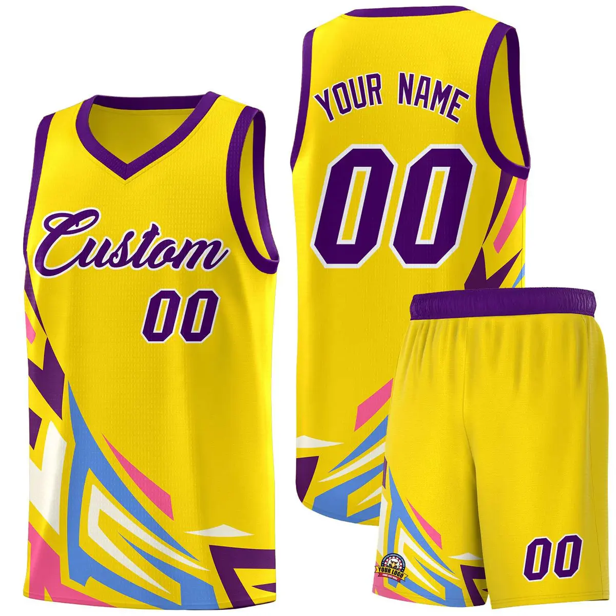 Gold Gradient Graffiti Pattern Sports Basketball Jersey