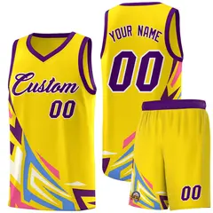 Gold Gradient Graffiti Pattern Sports Basketball Jersey 1