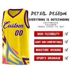 Gold Gradient Graffiti Pattern Sports Basketball Jersey 2