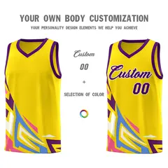 Gold Gradient Graffiti Pattern Sports Basketball Jersey 3