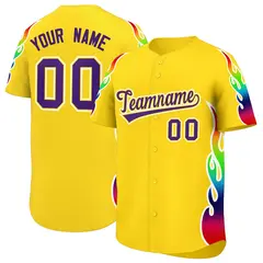 Gold Graffiti Multicolored Flames Print Baseball Jersey 1
