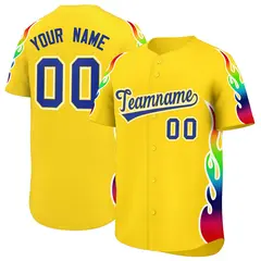Gold Graffiti Multicolored Flames Print Baseball Jersey 1