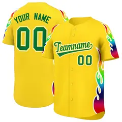 Gold Graffiti Multicolored Flames Print Baseball Jersey 1