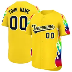 Gold Graffiti Multicolored Flames Print Baseball Jersey 1