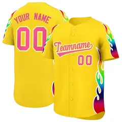 Gold Graffiti Multicolored Flames Print Baseball Jersey 1