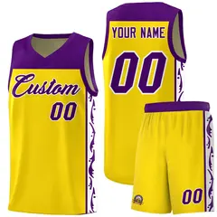 Gold Graffiti Side Pattern Basketball Jersey 1
