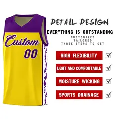 Gold Graffiti Side Pattern Basketball Jersey 2