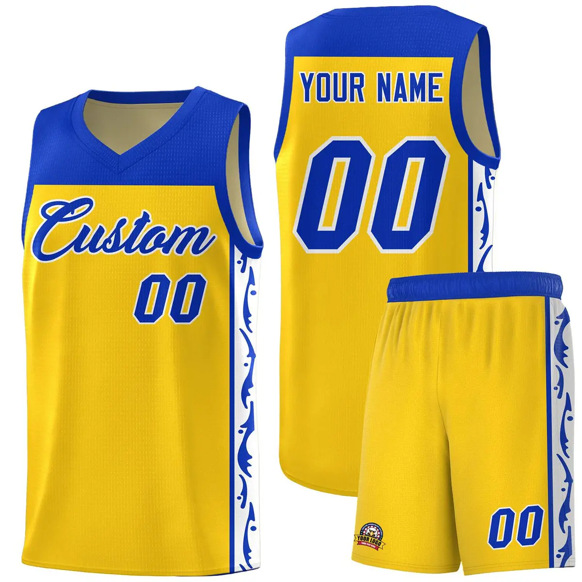 Gold Graffiti Side Pattern Basketball Jersey