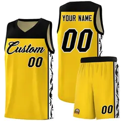 Gold Graffiti Side Pattern Basketball Jersey 1