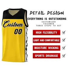 Gold Graffiti Side Pattern Basketball Jersey 2