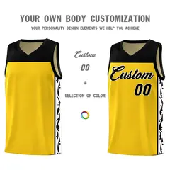 Gold Graffiti Side Pattern Basketball Jersey 3
